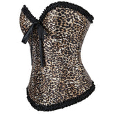 Leopard Print with Lace Trim Women's Waist - Cinching Sexy Bustier Corset - Coscosmos
